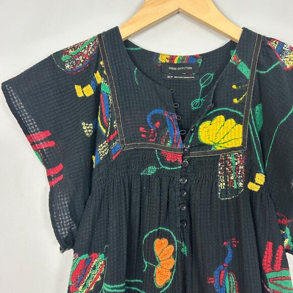 Urban Outfitters Willow Frock Midi Dress Boho Graphic Print Size XS Women's - Picture 3 of 6